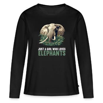 Éléphant Éléphant - T-shirt manches longues Premium bio Femme - noir - Devant - Julia (174cm)
