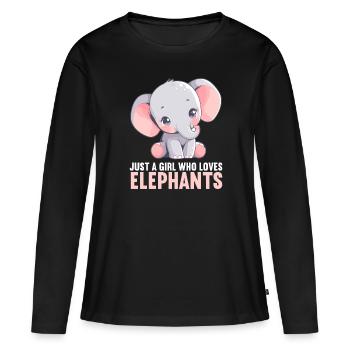 Éléphant Éléphant - T-shirt manches longues Premium bio Femme - noir - Devant - Julia (174cm)