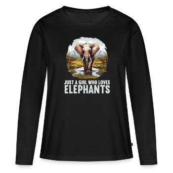 Éléphant Éléphant - T-shirt manches longues Premium bio Femme - noir - Devant - Julia (174cm)