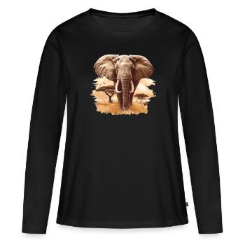 Éléphant Éléphant - T-shirt manches longues Premium bio Femme - noir - Devant - Julia (174cm)