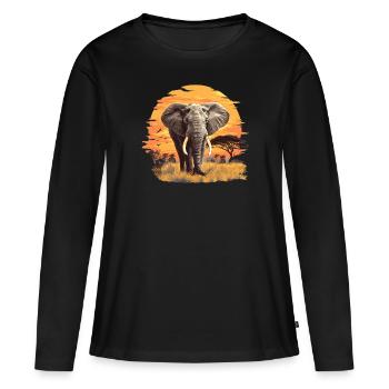 Éléphant Éléphant - T-shirt manches longues Premium bio Femme - noir - Devant - Julia (174cm)
