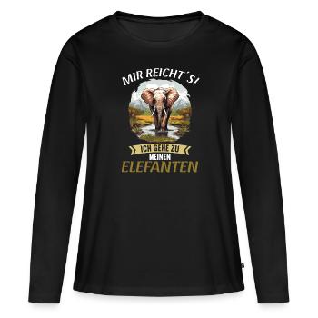 Éléphant Éléphant - T-shirt manches longues Premium bio Femme - noir - Devant - Julia (174cm)