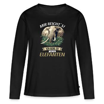 Éléphant Éléphant - T-shirt manches longues Premium bio Femme - noir - Devant - Julia (174cm)