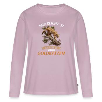 Chats dorés Chat doré - T-shirt manches longues Premium bio Femme - rose poudré - Devant - Julia (174cm)