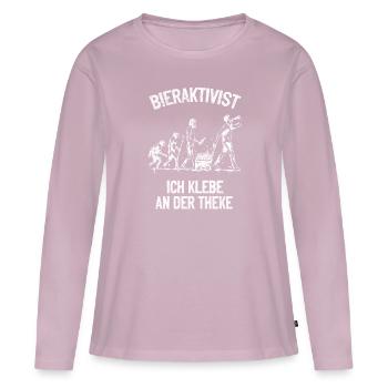 Activiste de la bière Je suis collé au bar – plaisir de la fête - T-shirt manches longues Premium bio Femme - rose poudré - Devant - Julia (174cm)