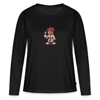 Funny cartoon rooster - Women's Premium Organic Long Sleeve Shirt - black - Front - Julia (174cm)