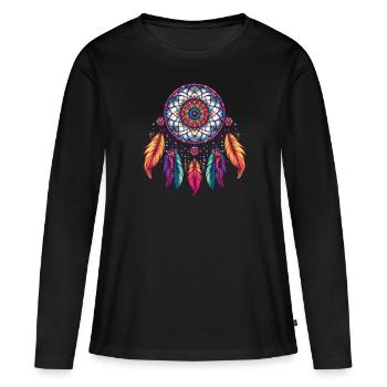 Attrape-rêves amérindien - T-shirt manches longues Premium bio Femme - noir - Devant - Julia (174cm)