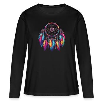 Attrape-rêves amérindien - T-shirt manches longues Premium bio Femme - noir - Devant - Julia (174cm)
