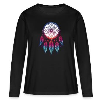 Attrape-rêves amérindien - T-shirt manches longues Premium bio Femme - noir - Devant - Julia (174cm)