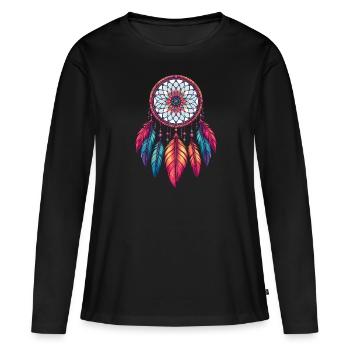 Attrape-rêves amérindien - T-shirt manches longues Premium bio Femme - noir - Devant - Julia (174cm)