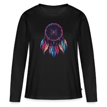 Attrape-rêves amérindien - T-shirt manches longues Premium bio Femme - noir - Devant - Julia (174cm)
