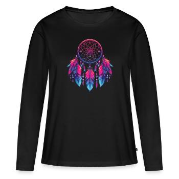 Attrape-rêves amérindien - T-shirt manches longues Premium bio Femme - noir - Devant - Julia (174cm)