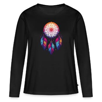 Attrape-rêves amérindien - T-shirt manches longues Premium bio Femme - noir - Devant - Julia (174cm)
