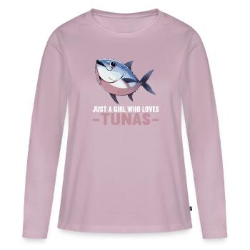 Thon Thunfische Thunfisch - T-shirt manches longues Premium bio Femme - rose poudré - Devant - Julia (174cm)