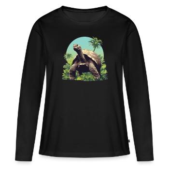 Tortues géantes Tortue géante - T-shirt manches longues Premium bio Femme - noir - Devant - Julia (174cm)