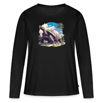 Tortues géantes Tortue géante - T-shirt manches longues Premium bio Femme - noir - Devant - Julia (174cm)