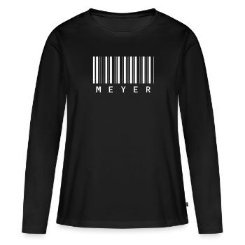 Meyer Barcode Family Name Bar Code Gift - Women's Premium Organic Long Sleeve Shirt - black - Front - Julia (174cm)