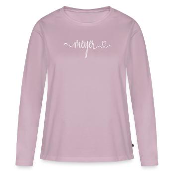 Meyer Herzschlag Familie Nachname Geschenk - Frauen Premium Bio Langarmshirt - Altrosa - Vorne - Julia (174cm)