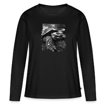Tortues géantes Tortue géante - T-shirt manches longues Premium bio Femme - noir - Devant - Julia (174cm)