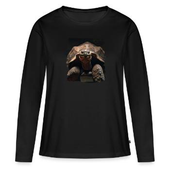 Tortues géantes Tortue géante - T-shirt manches longues Premium bio Femme - noir - Devant - Julia (174cm)