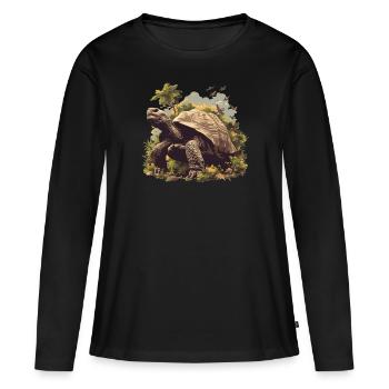 Tortues géantes Tortue géante - T-shirt manches longues Premium bio Femme - noir - Devant - Julia (174cm)