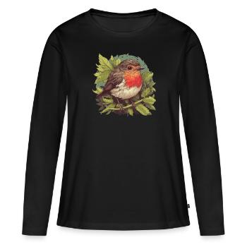 Robin Rotkehlchen - T-shirt manches longues Premium bio Femme - noir - Devant - Julia (174cm)