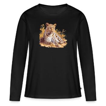 Léopard léopard - T-shirt manches longues Premium bio Femme - noir - Devant - Julia (174cm)
