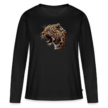 Léopard léopard - T-shirt manches longues Premium bio Femme - noir - Devant - Julia (174cm)