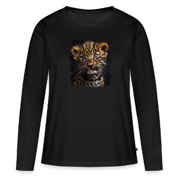 Léopard léopard - T-shirt manches longues Premium bio Femme - noir - Devant - Julia (174cm)