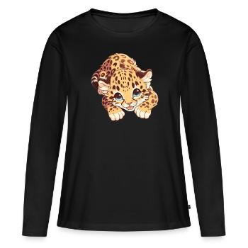 Léopard léopard - T-shirt manches longues Premium bio Femme - noir - Devant - Julia (174cm)