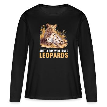 Léopard léopard - T-shirt manches longues Premium bio Femme - noir - Devant - Julia (174cm)