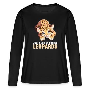 Léopard léopard - T-shirt manches longues Premium bio Femme - noir - Devant - Julia (174cm)