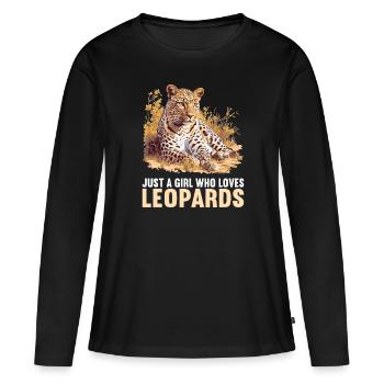Léopard léopard - T-shirt manches longues Premium bio Femme - noir - Devant - Julia (174cm)