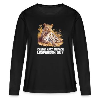 Léopard léopard - T-shirt manches longues Premium bio Femme - noir - Devant - Julia (174cm)