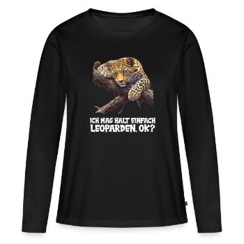 Léopard léopard - T-shirt manches longues Premium bio Femme - noir - Devant - Julia (174cm)