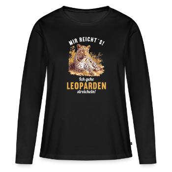 Léopard léopard - T-shirt manches longues Premium bio Femme - noir - Devant - Julia (174cm)