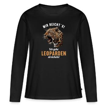 Léopard léopard - T-shirt manches longues Premium bio Femme - noir - Devant - Julia (174cm)