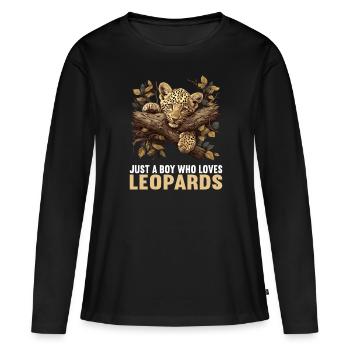 Léopard léopard - T-shirt manches longues Premium bio Femme - noir - Devant - Julia (174cm)