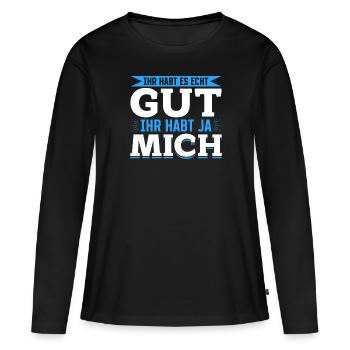 Tu l’as vraiment bien – tu m’as - T-shirt manches longues Premium bio Femme - noir - Devant - Julia (174cm)