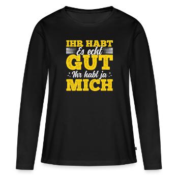 Tu l’as vraiment bien – tu m’as - T-shirt manches longues Premium bio Femme - noir - Devant - Julia (174cm)