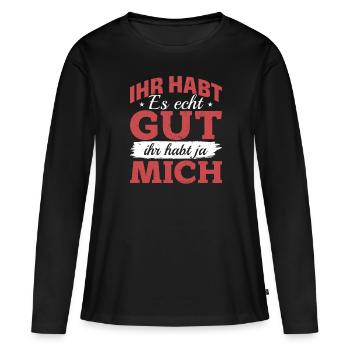 Tu l’as vraiment bien – tu m’as - T-shirt manches longues Premium bio Femme - noir - Devant - Julia (174cm)