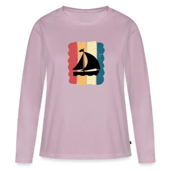 Bateau Homme Idée Cadeau Matelot Vintage Voilier - T-shirt manches longues Premium bio Femme - rose poudré - Devant - Julia (174cm)