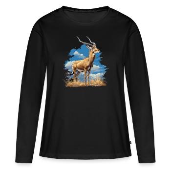 Antilope antilope antilope ouverte - T-shirt manches longues Premium bio Femme - noir - Devant - Julia (174cm)