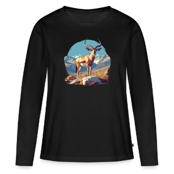 Antilope antilope antilope ouverte - T-shirt manches longues Premium bio Femme - noir - Devant - Julia (174cm)