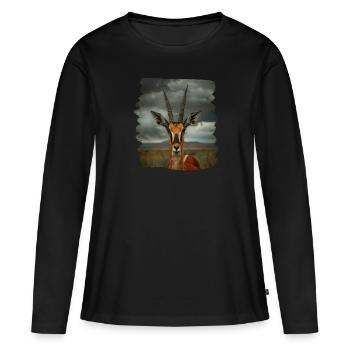 Antilope antilope antilope ouverte - T-shirt manches longues Premium bio Femme - noir - Devant - Julia (174cm)