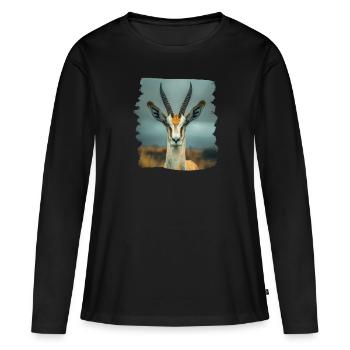 Antilope antilope antilope ouverte - T-shirt manches longues Premium bio Femme - noir - Devant - Julia (174cm)
