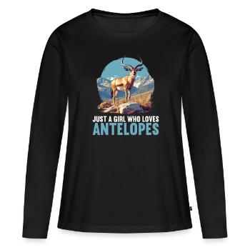 Antilope Antilope ouverte - T-shirt manches longues Premium bio Femme - noir - Devant - Julia (174cm)