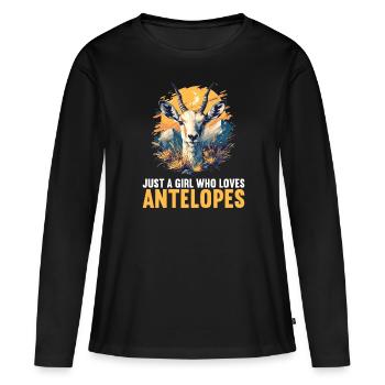 Antilope antilope antilope ouverte - T-shirt manches longues Premium bio Femme - noir - Devant - Julia (174cm)