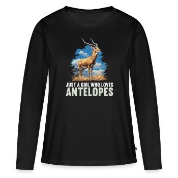 Antilope Antilope ouverte - T-shirt manches longues Premium bio Femme - noir - Devant - Julia (174cm)