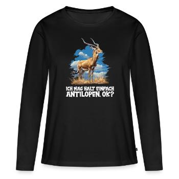 Antilope antilope antilope ouverte - T-shirt manches longues Premium bio Femme - noir - Devant - Julia (174cm)